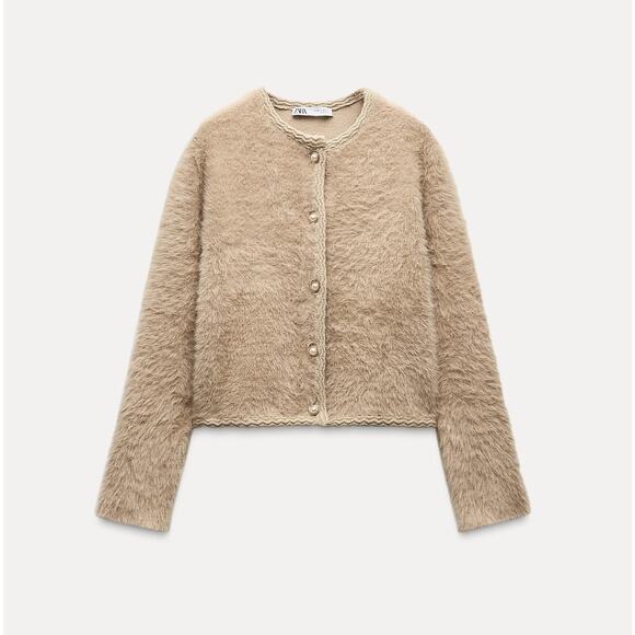 RARE!!! ZARA Faux Fur Cardigan NWT - Picture 8 of 9